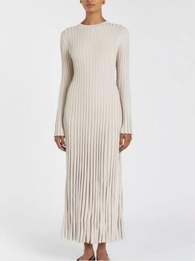 DISSH Ada stone ribbed long sleeve midi dress XL